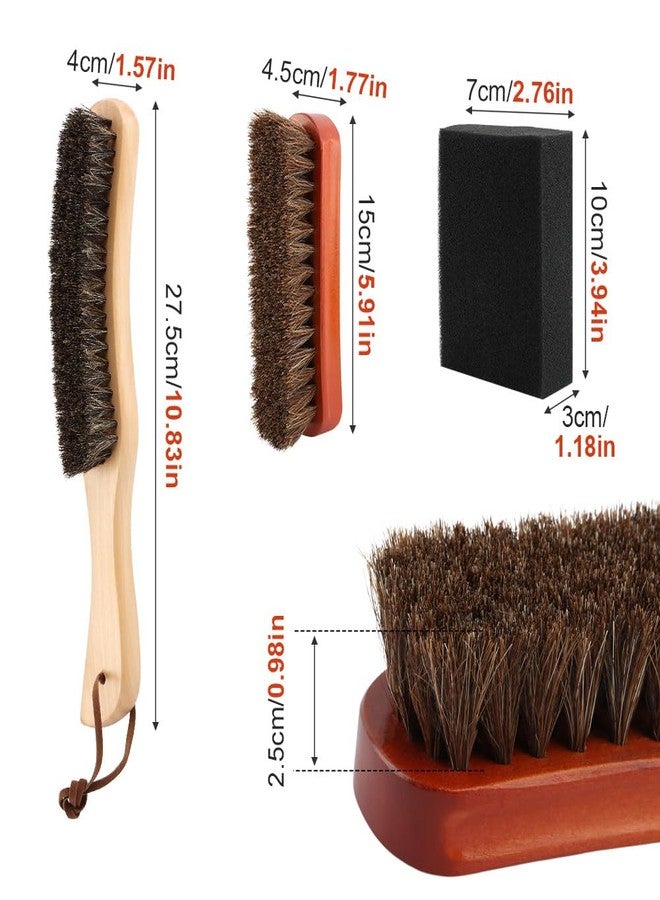 Trasylph 4 Pcs Horsehair Felt Hat Brush Kit with Cleaning Sponge, Cowboy Hat Brush Cleaning Kit, Wood Hat Brush Baseball Cap Lint Brush Remove Dust for Hair Furniture Suits Clothes - Image 2